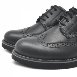 Rakerplus Hakiki Deri Bağcıklı Siyah Erkek Çocuk Klasik Okul Ayakkabı