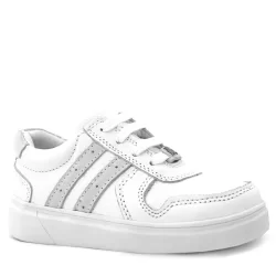Rakerplus Hakiki Deri Beyaz Bağcıklı Fermuarlı Çocuk Sneaker Ayakkabı
