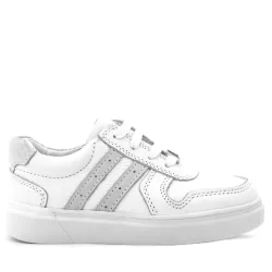 Rakerplus Hakiki Deri Beyaz Bağcıklı Fermuarlı Çocuk Sneaker Ayakkabı