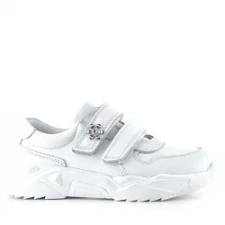 Rakerplus Hakiki Deri Beyaz Çiçek Detaylı Kız Çocuk Spor Ayakkabı