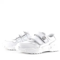 Rakerplus Hakiki Deri Beyaz Çiçek Detaylı Kız Çocuk Spor Ayakkabı