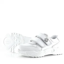 Rakerplus Hakiki Deri Beyaz Çiçek Detaylı Kız Çocuk Spor Ayakkabı