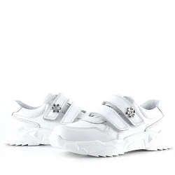 Rakerplus Hakiki Deri Beyaz Çiçek Detaylı Kız Çocuk Spor Ayakkabı