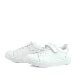 Rakerplus Hakiki Deri Beyaz Cırtlı Bağcıklı Kız Çocuk Sneakers
