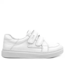 Rakerplus Hakiki Deri Beyaz Cırtlı Genç Erkek Spor Ayakkabı