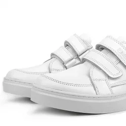 Rakerplus Hakiki Deri Beyaz Cırtlı Genç Erkek Spor Ayakkabı