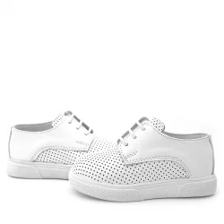 Rakerplus Hakiki Deri Beyaz Lastikli Erkek Çocuk Günlük Ayakkabı