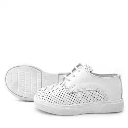 Rakerplus Hakiki Deri Beyaz Lastikli Erkek Çocuk Günlük Ayakkabı