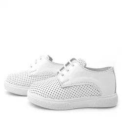 Rakerplus Hakiki Deri Beyaz Lastikli Erkek Çocuk Günlük Ayakkabı