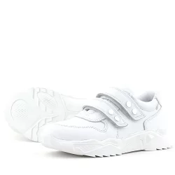 Rakerplus Hakiki Deri Beyaz Metal Detaylı Kız Çocuk Sneakers Ayakkabı