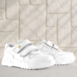 Rakerplus Hakiki Deri Beyaz Papatya Detaylı Kız Çocuk Günlük Ayakkabı