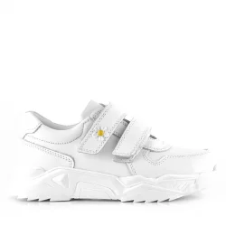 Rakerplus Hakiki Deri Beyaz Papatya Detaylı Kız Çocuk Günlük Ayakkabı