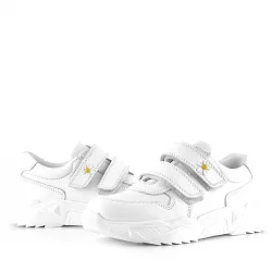 Rakerplus Hakiki Deri Beyaz Papatya Detaylı Kız Çocuk Günlük Ayakkabı