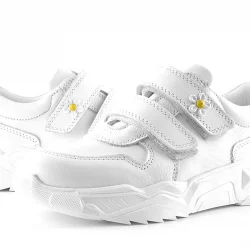 Rakerplus Hakiki Deri Beyaz Papatya Detaylı Kız Çocuk Günlük Ayakkabı