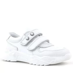 Rakerplus Hakiki Deri Beyaz Taşlı Kız Çocuk Sneakers Ayakkabı