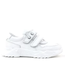 Rakerplus Hakiki Deri Beyaz Taşlı Kız Çocuk Sneakers Ayakkabı