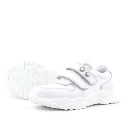 Rakerplus Hakiki Deri Beyaz Taşlı Kız Çocuk Sneakers Ayakkabı