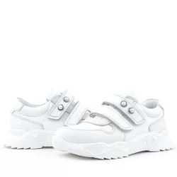 Rakerplus Hakiki Deri Beyaz Taşlı Kız Çocuk Sneakers Ayakkabı