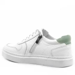 Rakerplus Hakiki Deri Beyaz Yeşil Bağcıklı Fermuarlı Çocuk Sneaker