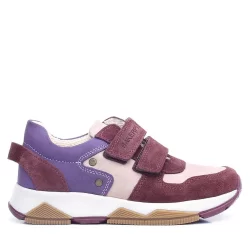 Rakerplus Hakiki Deri Bordo Pembe Metal Detaylı Kız Çocuk Sneakers Ayakkabı