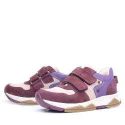 Rakerplus Hakiki Deri Bordo Pembe Metal Detaylı Kız Çocuk Sneakers Ayakkabı