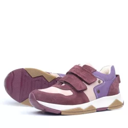 Rakerplus Hakiki Deri Bordo Pembe Metal Detaylı Kız Çocuk Sneakers Ayakkabı