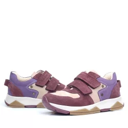 Rakerplus Hakiki Deri Bordo Pembe Metal Detaylı Kız Çocuk Sneakers Ayakkabı