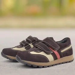 Rakerplus Hakiki Deri Cırtlı Kahve Kum Çocuk Spor Okul Ayakkabı