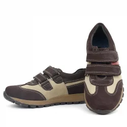 Rakerplus Hakiki Deri Cırtlı Kahve Kum Çocuk Spor Okul Ayakkabı