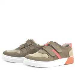 Rakerplus Hakiki Deri Cırtlı Kum Rengi Erkek Çocuk Spor Ayakkabı