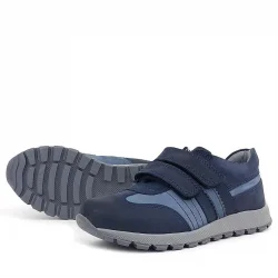 Rakerplus Hakiki Deri Cırtlı Lacivert Mavi Çocuk Spor Okul Ayakkabı