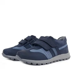 Rakerplus Hakiki Deri Cırtlı Lacivert Mavi Çocuk Spor Okul Ayakkabı
