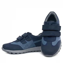 Rakerplus Hakiki Deri Cırtlı Lacivert Mavi Çocuk Spor Okul Ayakkabı