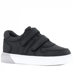 Rakerplus Hakiki Deri Cırtlı Siyah Beyaz Tabanlı Erkek Çocuk Spor Ayakkabı