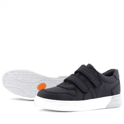 Rakerplus Hakiki Deri Cırtlı Siyah Beyaz Tabanlı Erkek Çocuk Spor Ayakkabı