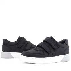 Rakerplus Hakiki Deri Cırtlı Siyah Beyaz Tabanlı Erkek Çocuk Spor Ayakkabı