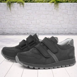 Rakerplus Hakiki Deri Cırtlı Siyah Çocuk Spor Okul Ayakkabı