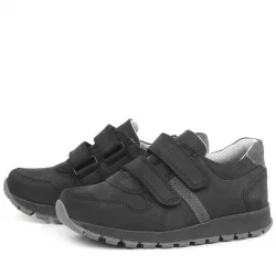 Rakerplus Hakiki Deri Cırtlı Siyah Çocuk Spor Okul Ayakkabı