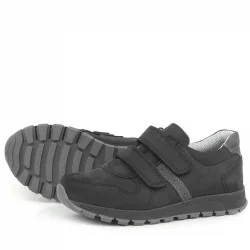 Rakerplus Hakiki Deri Cırtlı Siyah Çocuk Spor Okul Ayakkabı