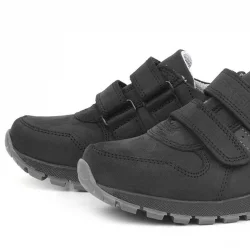 Rakerplus Hakiki Deri Cırtlı Siyah Çocuk Spor Okul Ayakkabı