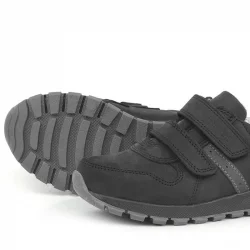 Rakerplus Hakiki Deri Cırtlı Siyah Çocuk Spor Okul Ayakkabı