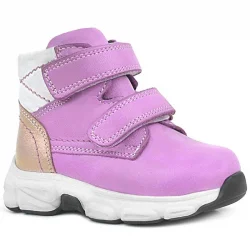 Rakerplus Hakiki Deri Fuşya Pembe Cırtlı Kız Bebek Bot Ayakkabı
