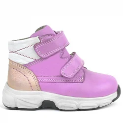 Rakerplus Hakiki Deri Fuşya Pembe Cırtlı Kız Bebek Bot Ayakkabı