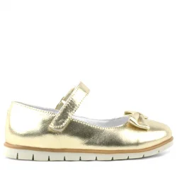 Rakerplus Hakiki Deri Gold Fiyonklu Cırtlı Kız Çocuk Babet