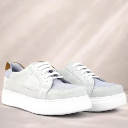 Rakerplus Hakiki Deri Gri Bağcıklı Çocuk Günlük Okul Ayakkabı