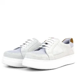 Rakerplus Hakiki Deri Gri Bağcıklı Çocuk Günlük Okul Ayakkabı