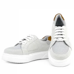 Rakerplus Hakiki Deri Gri Bağcıklı Çocuk Günlük Okul Ayakkabı