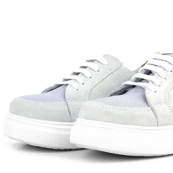 Rakerplus Hakiki Deri Gri Bağcıklı Çocuk Günlük Okul Ayakkabı