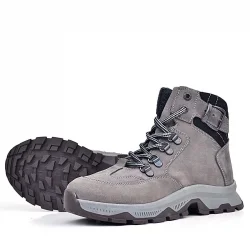 Rakerplus Hakiki Deri Gri Bağcıklı Fermuarlı Trekking Çocuk Bot
