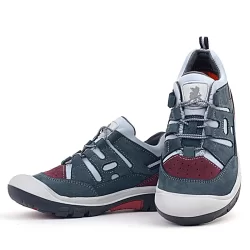 Rakerplus Hakiki Deri Gri Bordo Lastik Bağcıklı Çocuk Outdoor Ayakkabı
